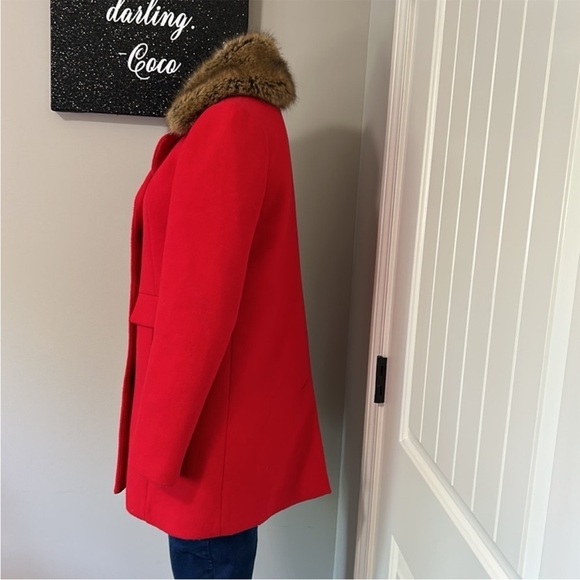 KATE SPADE NY Red Wool Convertible
Faux Fur Coat Pockets Button Front Sz XS - Picture 7 of 14